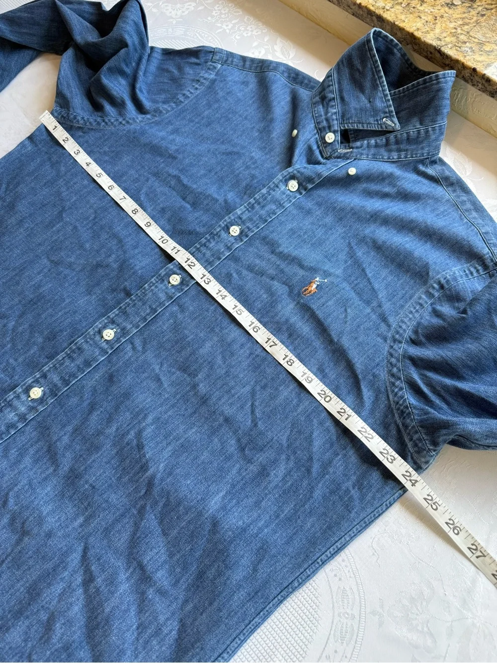 Polo by Ralph Lauren Indigo Blue Denim Jeans Button-Down Shirt Men’s Size L